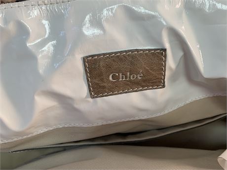 CHLOE  Heloise White Patent Vinyl Satchel