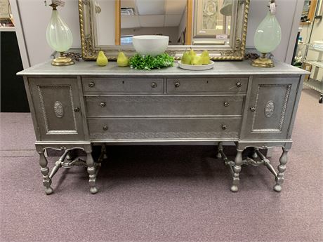 Vintage Painted Buffet in Pewter Metallic Finish