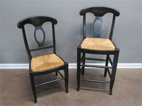 2 Pottery Barn Napoleon Rush Seat Chairs