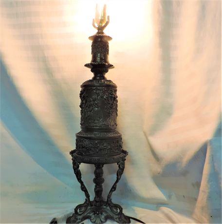 Cast Metal Table Lamp with Antiqued Bronze Finish
