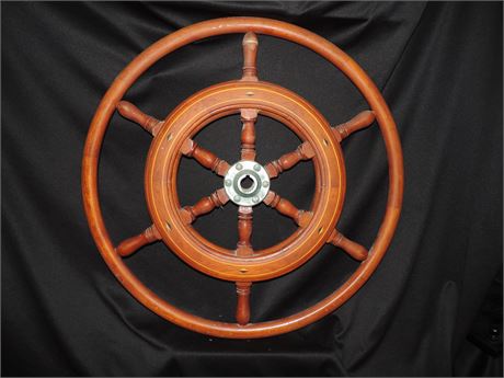 Vintage Solid Wood Ship's Wheel