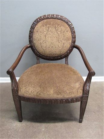 Flair by Bernhardt Carved Wood Side Arm Chair with Upholstered Seat and Back