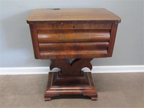 Antique Empire Side Table with Burlwood Veneer