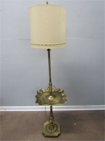 Mid-size Brass Floor Lamp with Original Shade