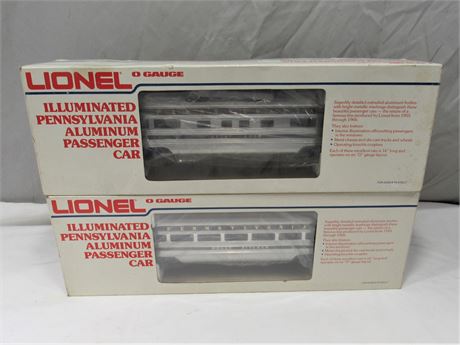 2 Lionel PPR Pennsylvania Railroad Aluminum Illuminated Passenger Cars w/Boxes