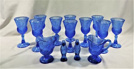 Avon Cobalt Blue Glass Goblets / George and Martha Washington
