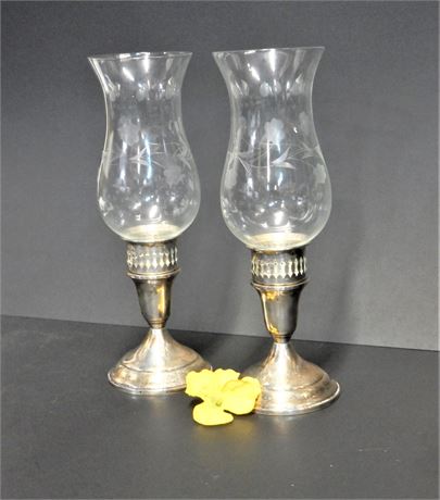 Weighted Sterling Silver Hurricane Lamps