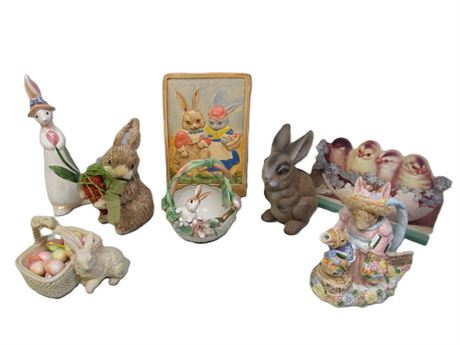 Bunny Themed Collectible/Decorative Lot - Fitz & Floyd, Peter Rabbit - 8 Pieces