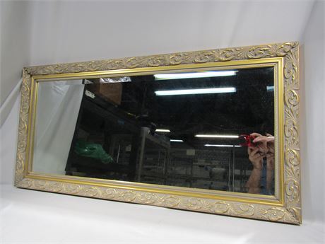 Large Rectangle Shaped Entry Mirror with Gold Ornate Trim