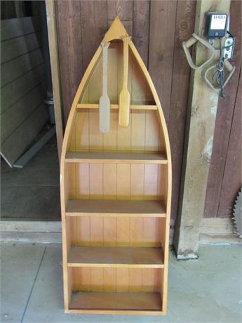 Large 5-Tier Decorative Canoe/Boat Book/Display Shelf