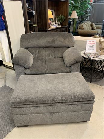 Oversized Chair with Storage Ottoman