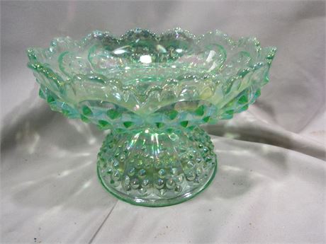 Antique Fenton Green Iridescent Glass