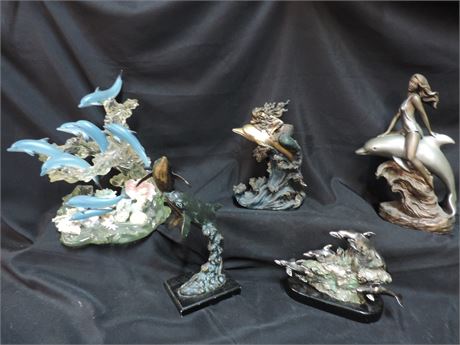 Tropical Dolphin Resin Sculptures