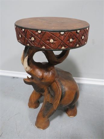 Carved Wooden Elephant Plant Stand