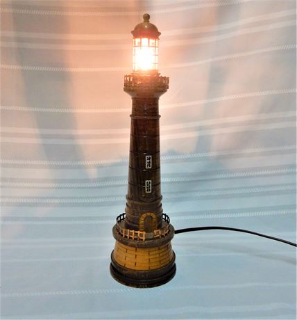 Vintage Wood Lighthouse Lamp