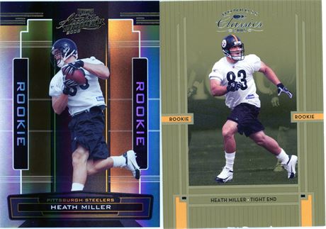 Heath Miller Pittsburgh Steelers 2 Serial Numbered Rookie Card lot