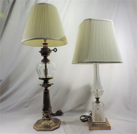 Vintage Brass and Glass Table Lamp