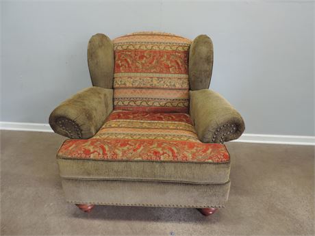 Large Upholstered Wing Back Armchair