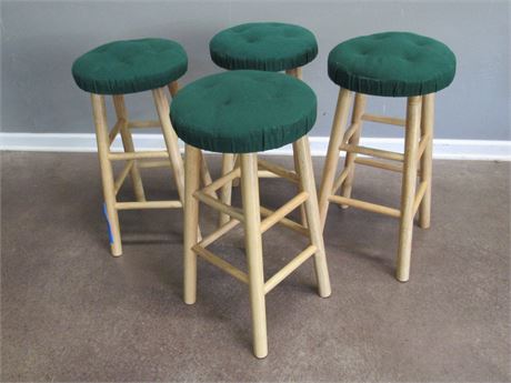 4 Winsome Wood Stools with Removable Seat Cushions