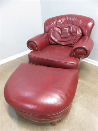 WHITTEMORE-SHERRILL Leather Arm Chair w/Ottoman