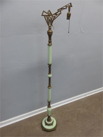 Vintage Art Deco Jadeite / Cast Iron Floor Lamp