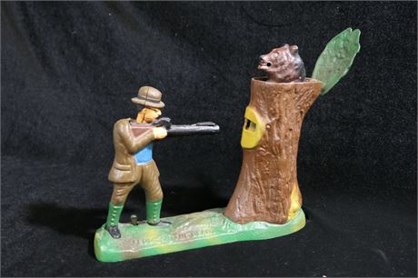 Cast Iron Bank Teddy Roosevelt / "Teddy And The Bear" Reproduction