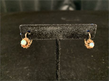 14KT French Clip Opal Earrings