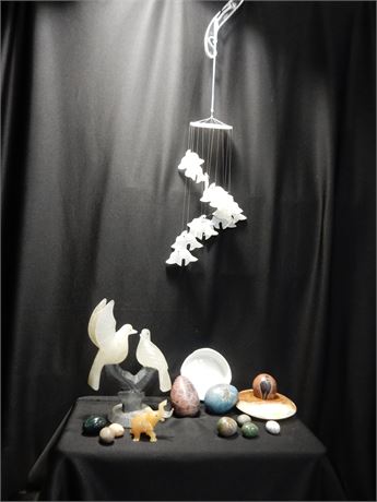 Quartz Wind Chimes Carved Birds and More