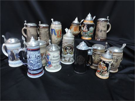 Vintage Beer Steins / Germany / Avon / Ceramarte / 15 Pieces
