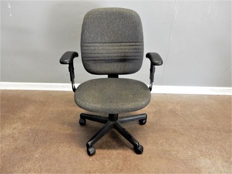 Office Chair on Casters with Grey Fabric Back and Seat
