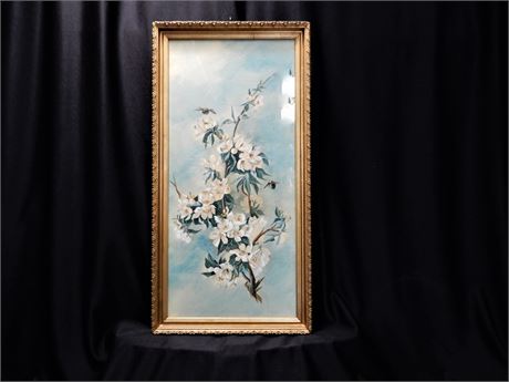 Magnolias Print with Vintage Ornate Frame