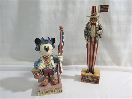 2 Jim Shore Resin Patriotic Figurines w/ Original Tags - Mickey Mouse