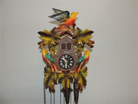 Solid Wood Painted Cuckoo Clock / West Germany