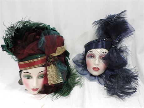 Vintage Clay Art Lady Masks