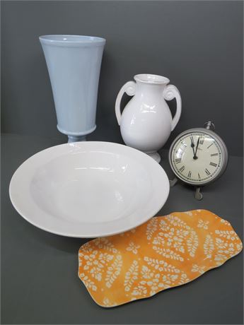 Decorative Ceramic Pottery / Waltham Desk Clock