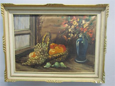 Original Fruit and Vase on Table Painting