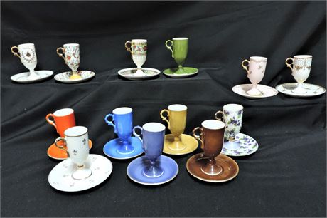 Multi-Color Tall Coffee Cup & Saucer Sets