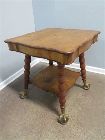 Glass Ball & Claw Foot Parlor Table