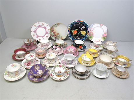 China Cups Saucers & Plates - 28 Piece Vintage Cabinet Collectors Lot