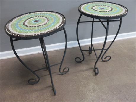 Mosaic Tile Top Plant Stands