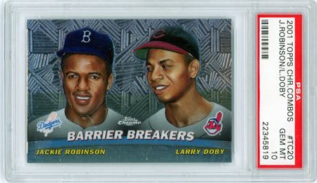 Jackie Robinson Larry Doby PSA 10 2001 Topps Chrome Combos Barrier Breakers