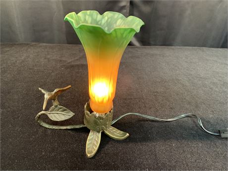 Art Nouveau "Andrea" Hummingbird Lily Accent Lamp
