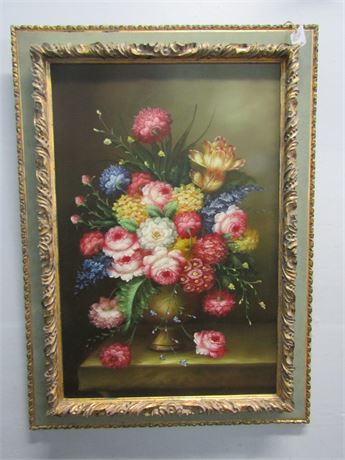 Yin Flower Bouquet Painting, Framed with Gold Ornate Frame
