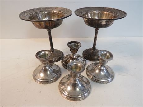 Sterling Silver Compotes / Weighted Sterling Candlestick Holders