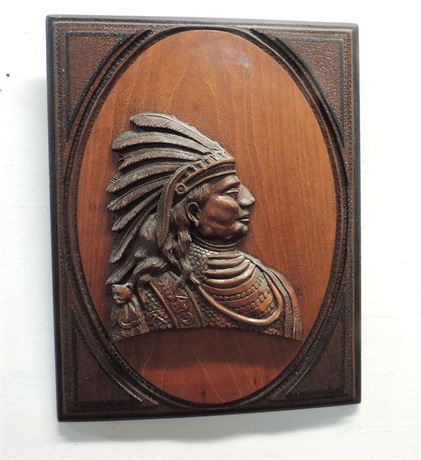 Vintage Carved Wood Indian Bust