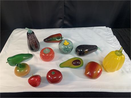 Lot of Glass and Wooden Decorative  Fruits
