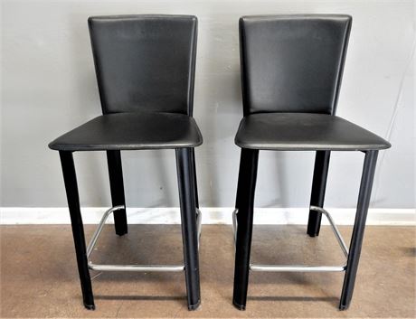 Two Vintage Sturdy Black Counter/Bar Stools