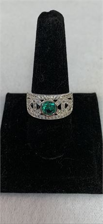 Beautiful Sterling Sliver Green Turmaline Stone Ring