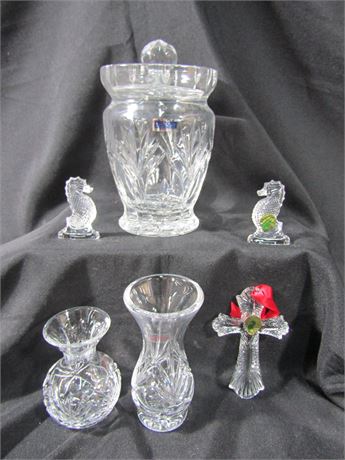 Waterford Crystal Sea Horses, Cross and Galway Glassware Lot