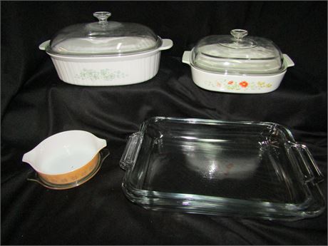 Vintage Ovenware and Bakeware, 5 Piece, Unique Color